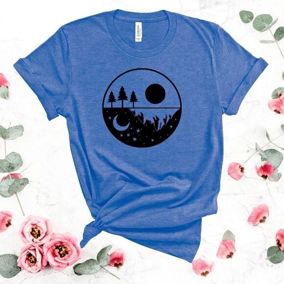 Camping Day & Night Sky Tee Shirt - Picture 1 of 4